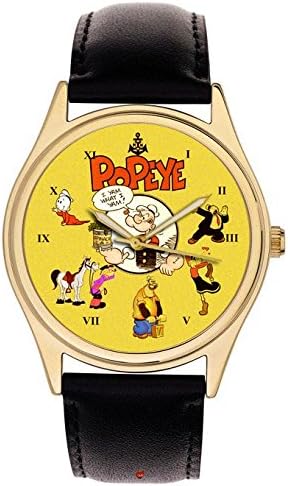 RARE POPEYE THE SAILOR MAN ORIGINAL COMIC COLLAGE ART JUMBO 44 mm COLLECTOR'S WRIST WATCH