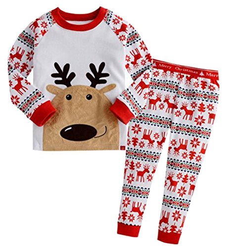 Baby Boy Girls Kids Xmas Reindeer Pyjamas Sleepwear Nightwear Pajamas Set (7-8 Years)