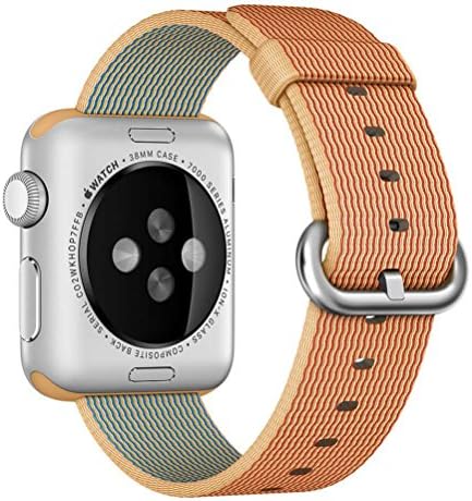 Apple Nylon Watchbands-Valuebuybuy Sports Royal Woven Nylon Wrist Band Strap Bracelet For 38mm Apple Watch Fits 129-195mm wrists--Gold with Red