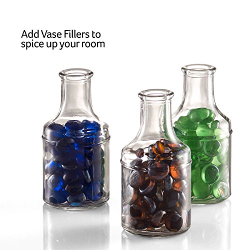 Set of 5 Clear Glass Mini Vases in Black Metal Rack, 5Inches