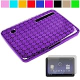 Premium Rubberized Protective TPU Silicone Skin Cover Case for Verizon Wireless New Motorola Xoom Multi-Touch Tablet (Android 3.0 Honey comb Platform) + Clear Screen Protector for Motorola Xoom, Purple