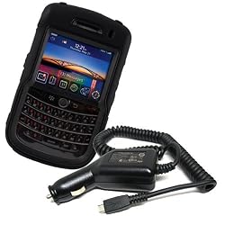 Black OtterBox Defender Series Case and Car Charger for Blackberry 9630 Niagara Tour