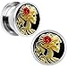 Body Candy Stainless Steel Red Rose Skeleton Screw Fit Plug Pair (5mm to 20mm)
