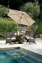 Lake Como Patio Dining Set with Umbrella and Base (5 Piece, Wicker) by La-Z-Boy Outdoor