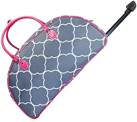 Ever Moda Pink Grey Moroccan Rolling Wheeled Duffle Bag 22-inch