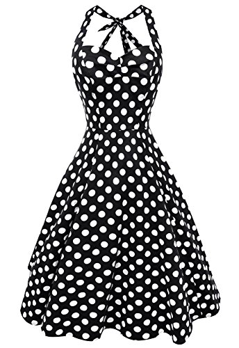 Anni Coco® Women's Halter Polka Dots 1950s Vintage Swing Tea Dresses Multi Colored