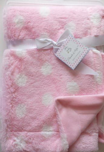 Ultra Soft Pink with White Dots Baby Blanket 30 X 40 Elements of Style