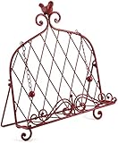 Iron Cookbook Stand ~ Book Holder Adorned with Bird ~ Worn Red Color