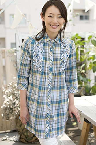 [ハッシュパピー]Hush Puppies(ハッシュパピー)Wガーゼチェックフリルチュニック