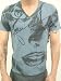 Hause of Howe Picture Perfect V Neck Blue Shirt Sexy Model Face Medium - XL