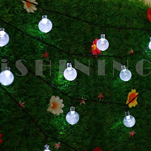 iShining 30Led 19.7Ft bubble ball Solar Led Lights Waterproof String Lights with 20cm Spike Ideal for all Decoration Occasions (Cool White)