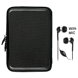 Black Carbon Fiber Durable Slim Protective Eva Storage Cover Cube Carrying Case with Mesh Pocket for For Amazon Kindle ( Wi-Fi 6 E Ink Display ) + Deluxe Stereo Hands-free Headset 3.5mm, with MIC, Black