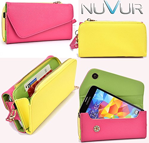 Hot Pink / Yellow Universal Wallet Case May Fit Casio G'zOne Commando NuVur ™ |ESMLUBMY|