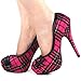Show Story Classic Checkered Buttons High Heel Platform Stiletto Pumps,LF30441