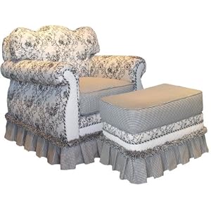 Angel Song Black Toile Empire Adult Rocker Glider Chair - Down Filled by