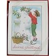 Boy with Snowman Cavallini Glitter Greetings Boxed Set of 10 Holiday Cards with Envelopes