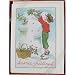 Boy with Snowman Cavallini Glitter Greetings Boxed Set of 10 Holiday Cards with Envelopes