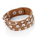 Studded Faux Leather Strap Fashion Bracelet Light Brown