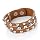 Studded Faux Leather Strap Fashion Bracelet Light Brown