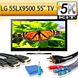LG 55LX9500 55 1080p 400Hz 3D LED LCD HDTV with 5pc Hook Up Kit (2 6FT HDMI Cables,6FT Audio Interconnect Cable ,6FT Component Cable, TV Cleaning Kit)
