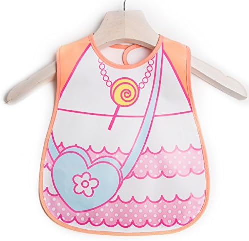 AM-001 Baby Waterproof Washable PVC EVA Eating Bibs W11.02xH17.72IN Red Love Lollipop