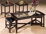 Jofran Samuelson Collection 181 - 5-Pack Glass-Top Coffee Table Set with Nesting Triangle Stools