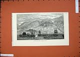 1874 BAY TOWN FUNCHAL MADEIRA SHIPS MOUNTAINS FINE ART