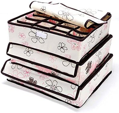 Zasa High Quality Non-woven Multifunctional Drawer Dividers Closet Organizers Bra Underwear Storage Boxes 3 Set with Cover