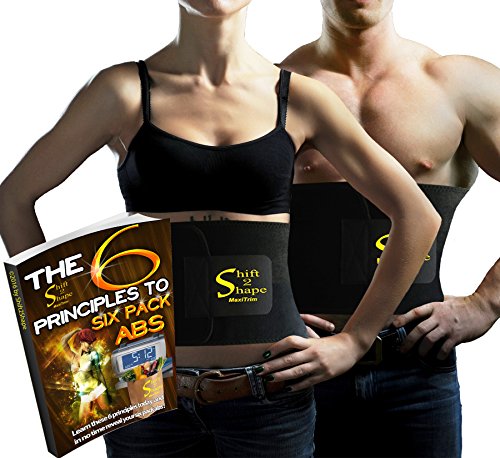 Neoprene Waist Trimmer Ab Belt Weight Loss for Men Women, Longer Wider - Bonus Ebook w/ Tips and Secrets to Six Pack Abs