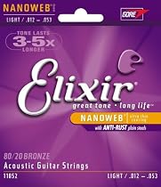 Elixir Light Nanoweb 80/20 Bronze Acoustic Guitar Strings
