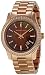 Women's Rose Gold Link Bracelet Quartz Brown Dial