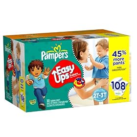 Pampers Easy Ups Trainers for Boys Value Pack, Size 2T/3T, 108 CountPampers Easy Ups Trainers for Boys