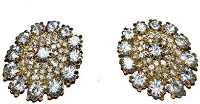 Trinkets Women's Brooches Silver Rhinestones Metal Dress Patch Floral Applique