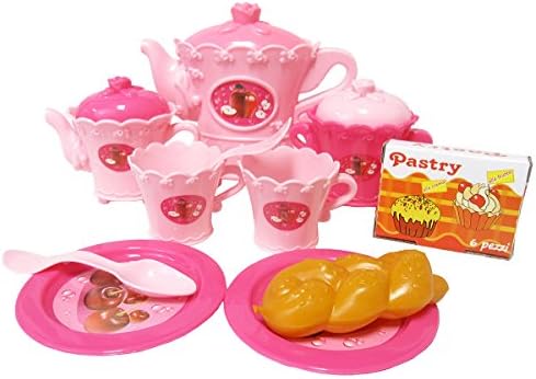 Little Big World Tea Party Serving Set with Cake (14-Piece), Pink