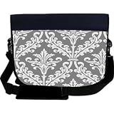 Grey Color Damask Design NEOPRENE Laptop Sleeve Bag Messenger Bag - Laptop Bag -Notebook Bag - for Macbook Pro, Aspire, Samsung, Acer, ASUS, Dell, HP, Lenovo, Sony, Toshiba Unisex - Ideal Gift for all occassions!