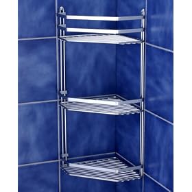 Satina Wire Triple Shelf Corner Shower Basket Chrome