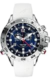 Nautica A31504G Steel Gents Polished Sliver Case Sunray Blue Dial Swiss Movement White PU Strap