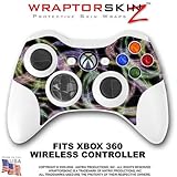Neon Swoosh on Black Skin by WraptorSkinz TM fits XBOX 360 Wireless Controller (CONTROLLER NOT INCLU