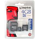 Kingston 4GB Micro-SD Card With SD and Mini-SD Adapters - Retail Package