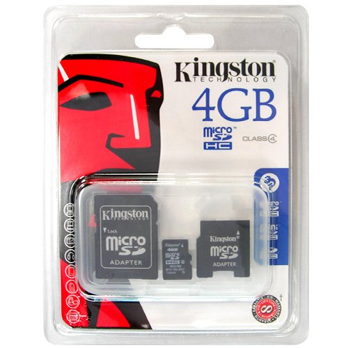Kingston 4GB Micro-SD Card With SD and Mini-SD Adapters - Retail Package