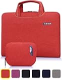 BRINCH&reg; [Red] Deluxe Universal Fabric Portable thin Light Durable Waterproof Anti-tear 15 - 15.6 inch Laptop Pouch Sleeve Case Bag / Carrying Handbag Briefcase / Laptop Messenger Bag, Utra Protective with Soft White Foam for All 15 - 15.6 inch Tablet / Ultrabook / Notebook Laptop Computers(Apple Macbook / Chromebook / Acer / Asus / Dell / Fujitsu / Lenovo / HP / Samsung / Sony / Toshiba),Fashion Design of Front Pocket,Two Back Pockets,Middle Main Pocket,With Handles and Accessory Bag