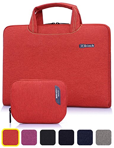 BRINCH® [Red] Deluxe Universal Fabric Portable thin Light Durable Waterproof Anti-tear 15 - 15.6 inch Laptop Pouch Sleeve Case Bag / Carrying Handbag Briefcase / Laptop Messenger Bag, Utra Protective with Soft White Foam for All 15 - 15.6 inch Tablet / Ultrabook / Notebook Laptop Computers(Apple Macbook / Chromebook / Acer / Asus / Dell / Fujitsu / Lenovo / HP / Samsung / Sony / Toshiba),Fashion Design of Front Pocket,Two Back Pockets,Middle Main Pocket,With Handles and Accessory Bag
