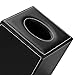 HOMETEK PU Leather Square Roll Tissue Box Holder Cover Napkin Paper Box Case Tray Pumping for Home Office Car Automotive (Black)