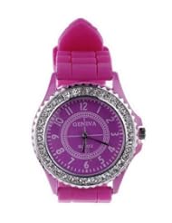 EOZY Women Men Casual Sport Crystal Silicone Silicon Jelly Rubber Wrist Watch (#12Rose)