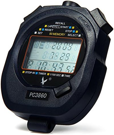 PC3860 Handheld Electronic Stop Watch Digital Timer Alarm Clock Sports Countdown Stopwatch (BLACK)