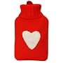 W�rmflasche mit rotem Strick�berzug und weissem He&hellip von Wurm
