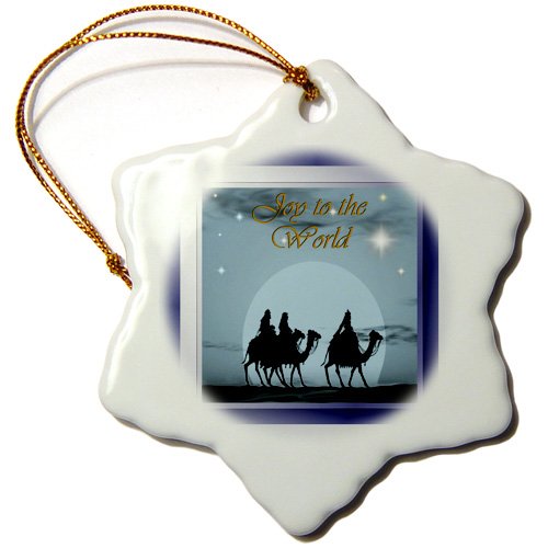 orn_26674_1 SmudgeArt All Things Christmas – Joy To The World – Ornaments – 3 inch Snowflake Porcelain Ornament