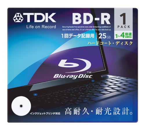 TDK データ用ブルーレイディスク BD-R 25GB 1-4倍速 ホワイトワイドプリンタブル 1枚 10mmケース BRD25PWB1A