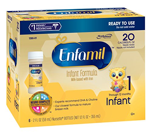 Enfamil  Infant Baby Formula - 2 fl oz 20 Calorie Plastic Nursette Bottles, 6 Count (Pack of 8)