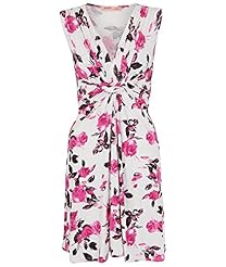 A-line V-neck Summer Plunging Neck Elastane/Viscose Floral Print Sleeveless Shift Belted Pleated Party Dress/Mini Dress 